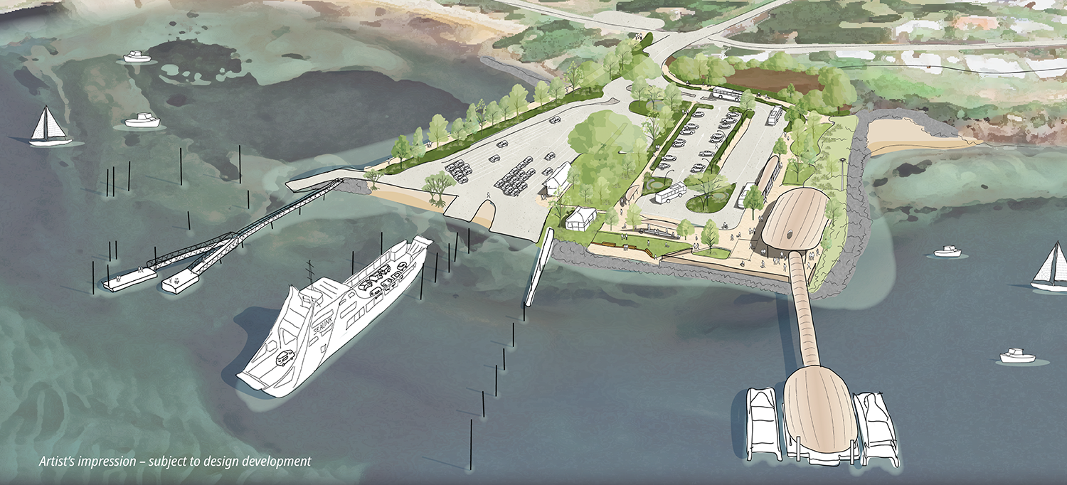 Aerial view of Dunwich Ferry Terminal artist's impression looking north