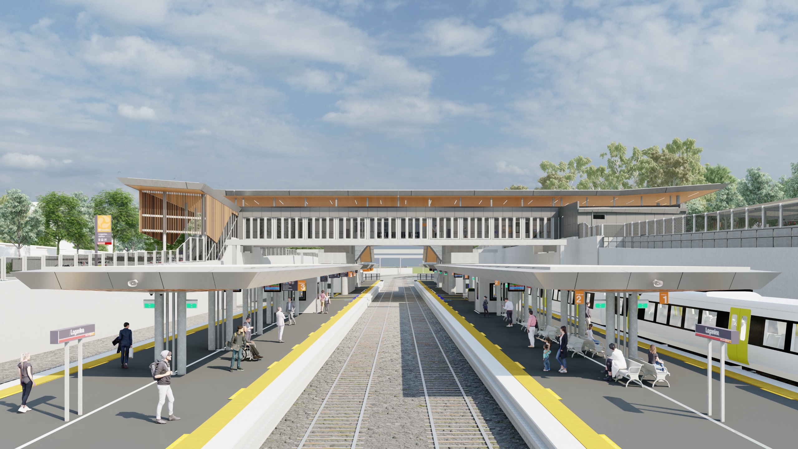 Artist impression of Loganlea station building and platforms