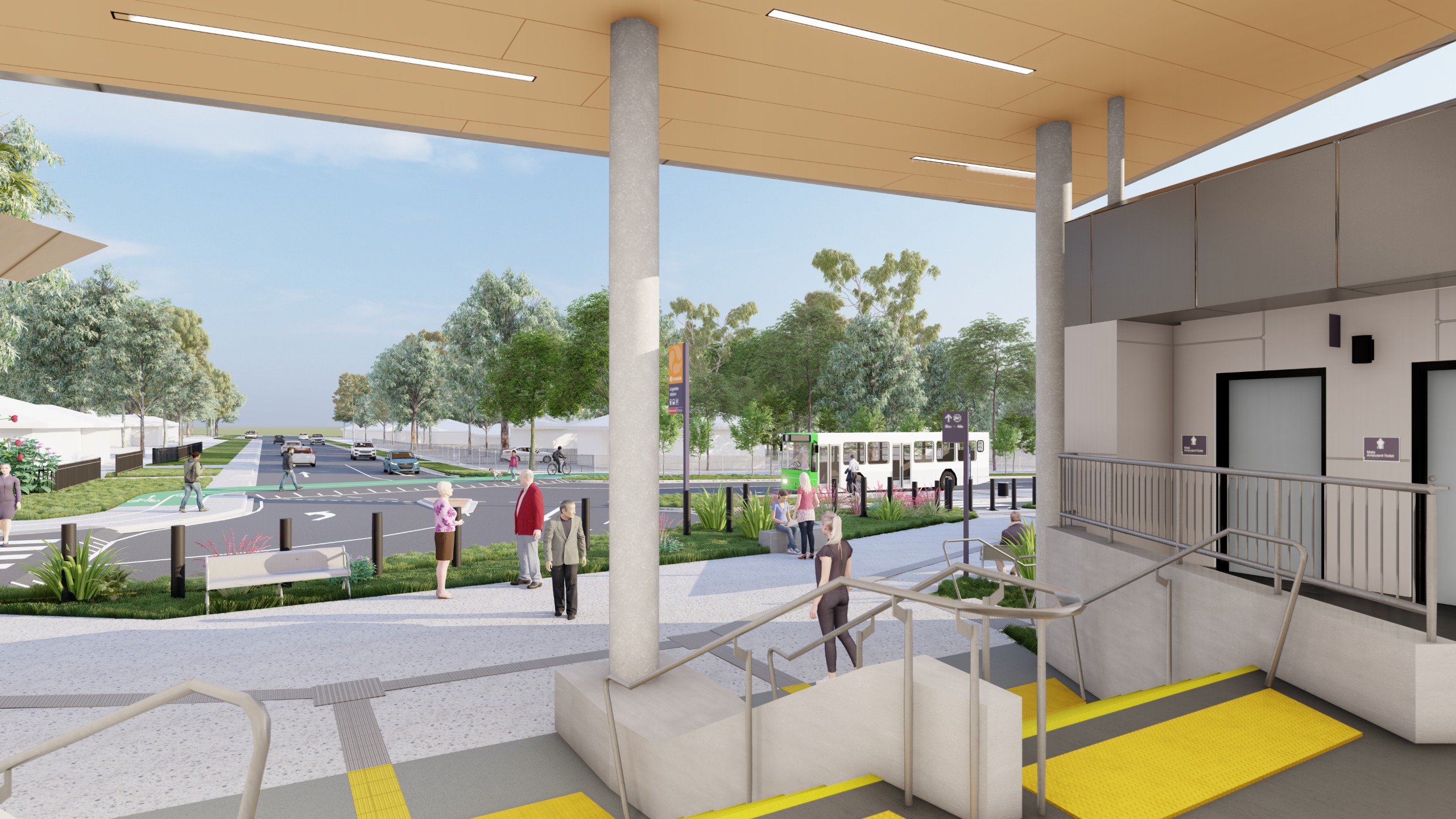 Artist impression of Loganlea ​station entrance from Valencia Street