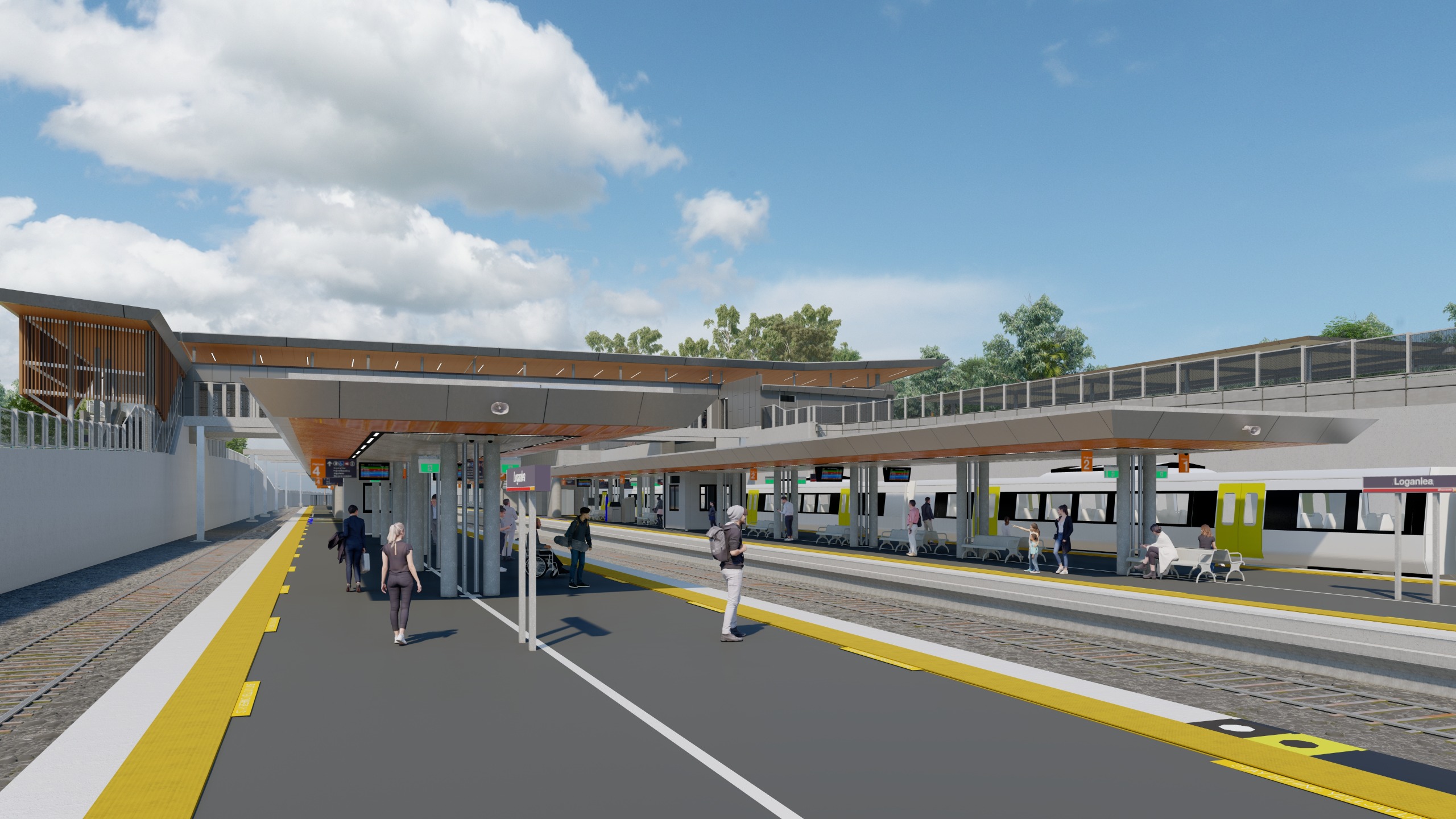 Artist impression of Loganlea station platforms