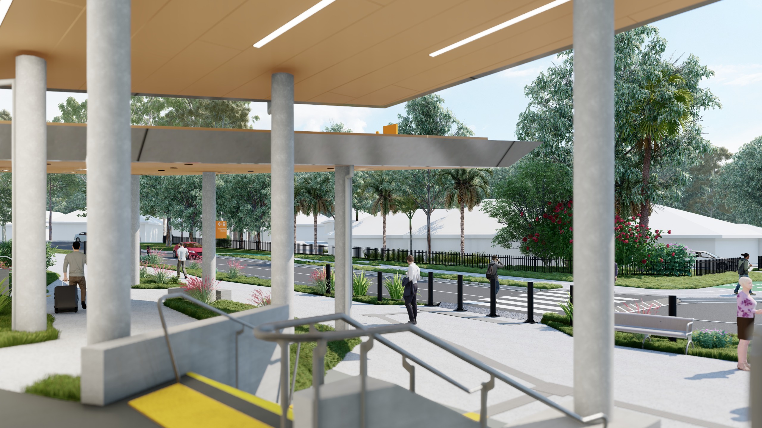 Artist impression of Loganlea ​station entrance from Valencia Street